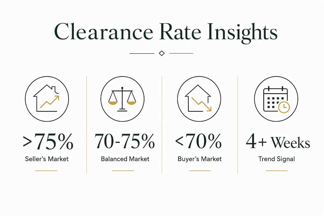 Infographic showing clearance rate thresholds and market signals