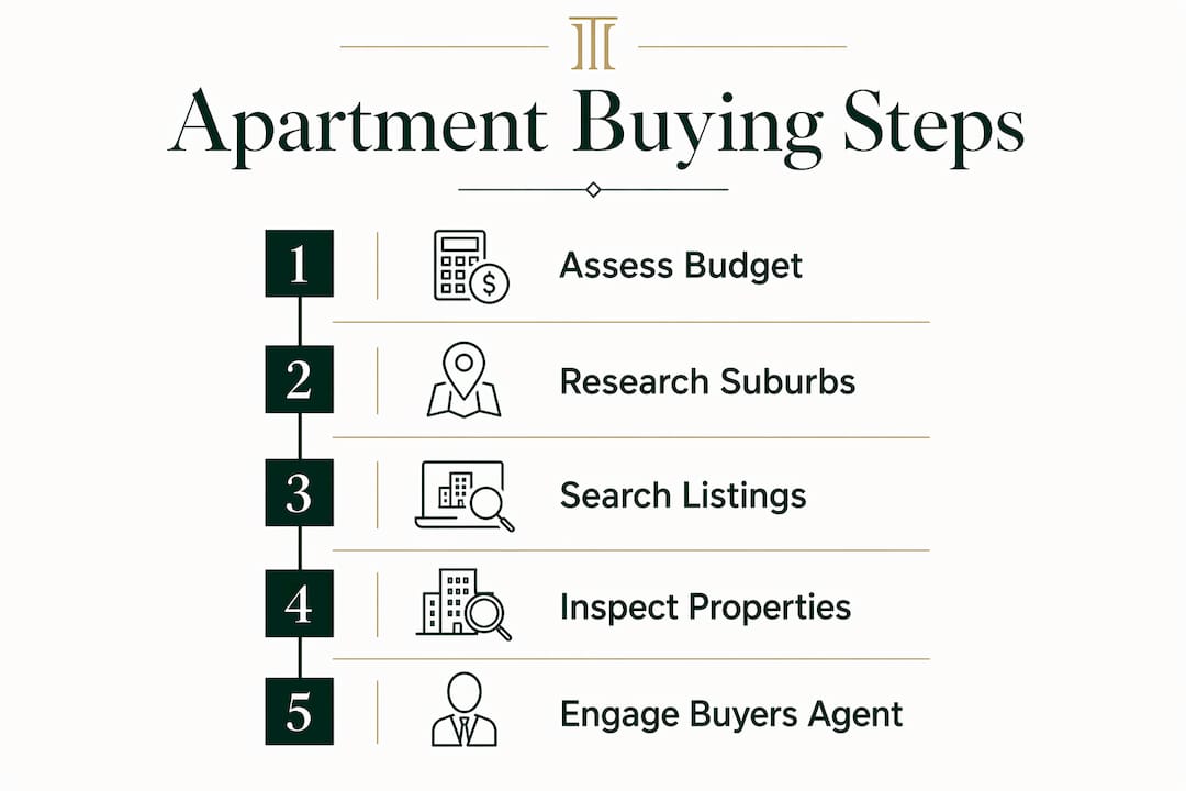 Infographic showing apartment buying steps