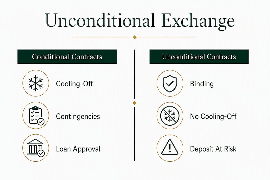 Infographic comparing conditional and unconditional contracts