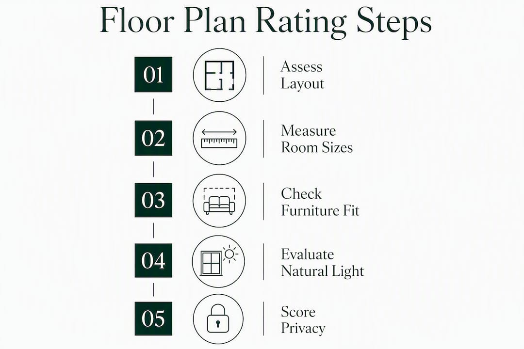 Infographic showing floor plan rating steps