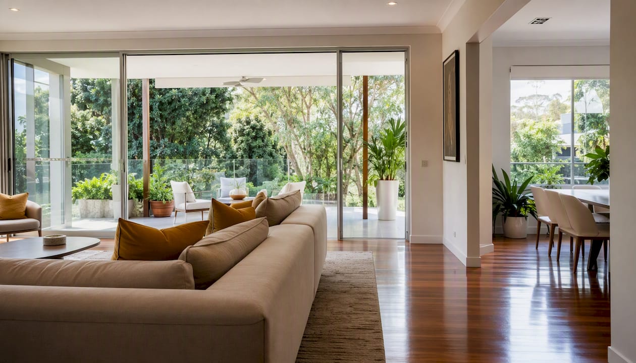 Upscale empty Sydney house living room