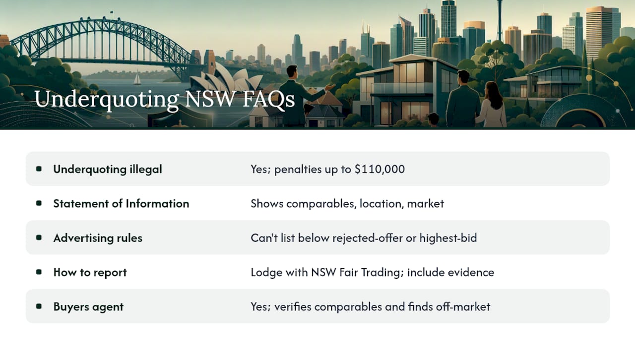 Frequently asked questions about underquoting NSW — overview diagram
