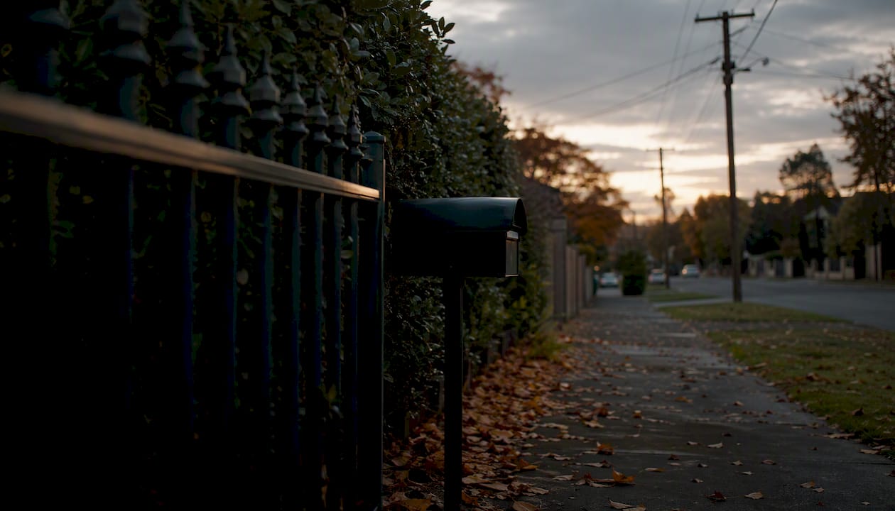 Empty Sydney suburban street at sunset
