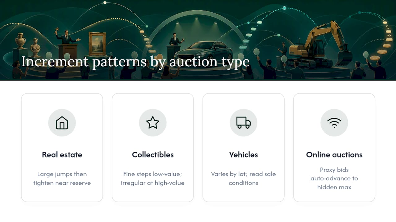 Comparison of four auction increment systems