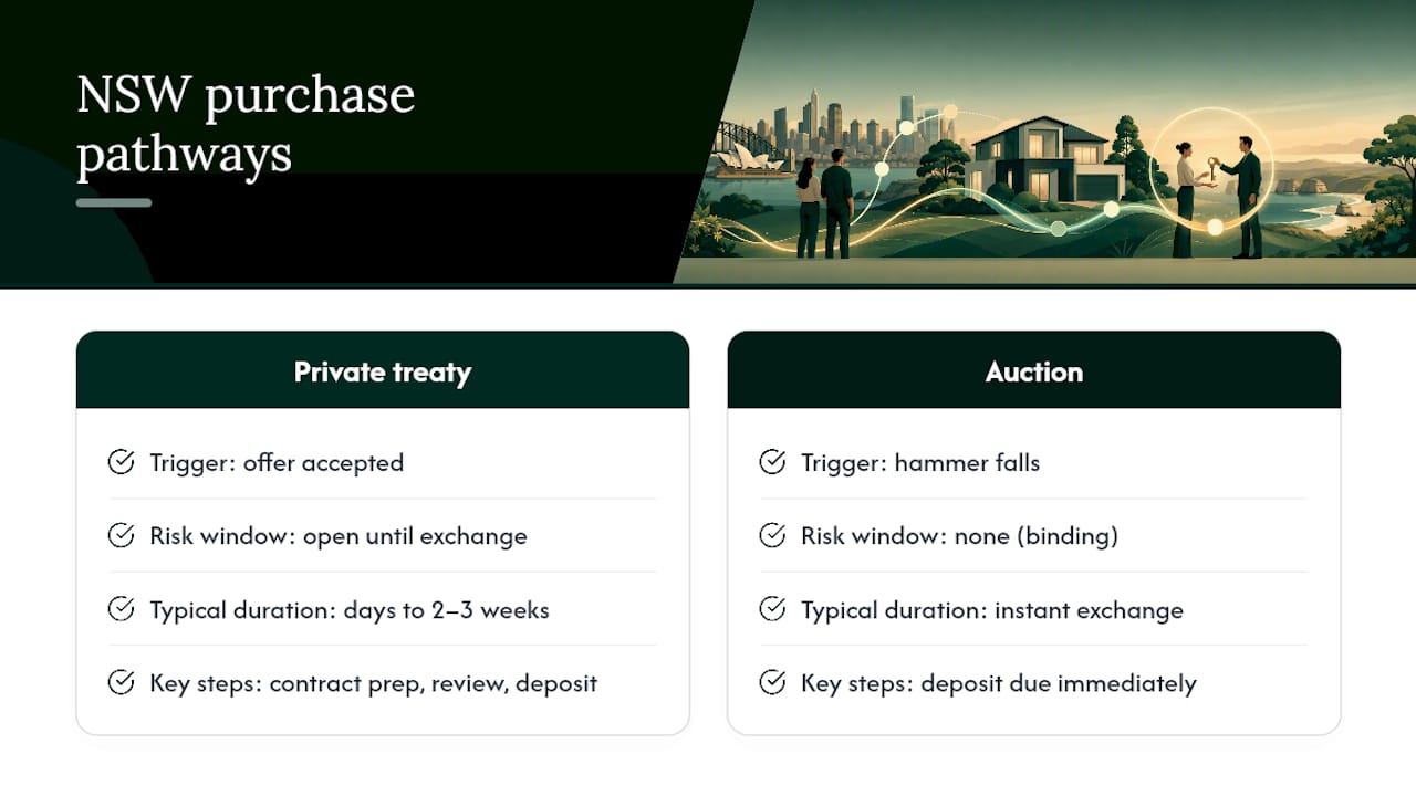 Private treaty and auction timelines compared