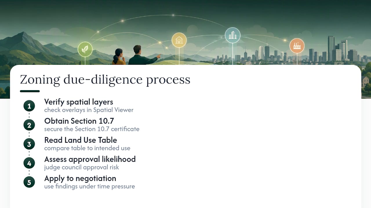 Five-step zoning due diligence process