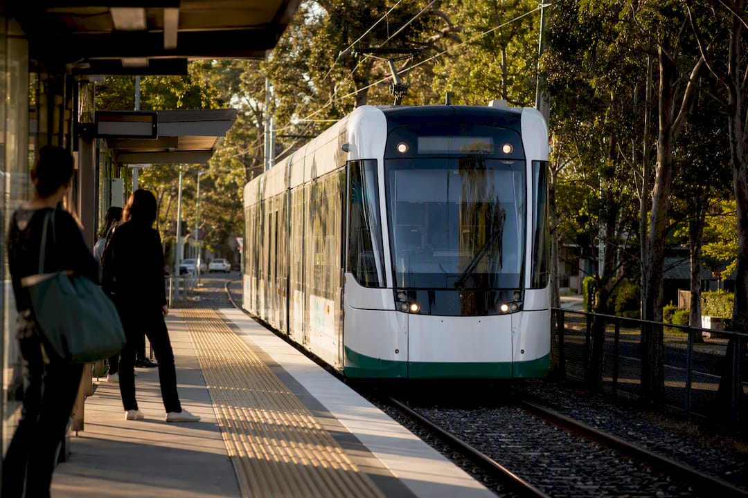 Light rail arriving at a Dulwich Hill platform