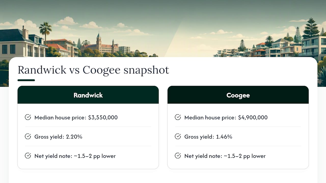 Randwick and Coogee price yield comparison