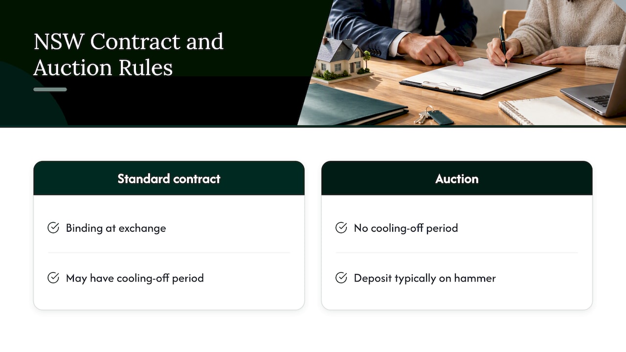 Legal and contractual aspects specific to NSW and Sydney relevant to multiple offers — overview diagram